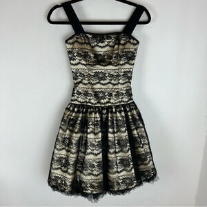 Vintage Gunne Sax Jessica Mclintock Black Lace Tulle 80s Madonna Dress Size 1/2